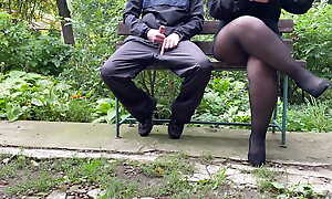 Mother-in-law allowed me to cum in will not hear of bra outside in the park