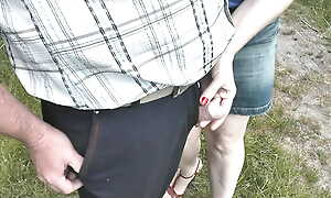 Random baffle pees. My wife was passing wide of and held dick his dick near fingers. Public. Outdoor. Outside. MILF. Beauty. Short skirt.