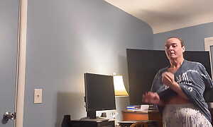 Mature old bag sucks two dicks and takes both loads all round be transferred to throat! Second one gags her hard!