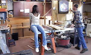 Tiny Black Teen Fucks Carpenter with Huge Wan Bushwa