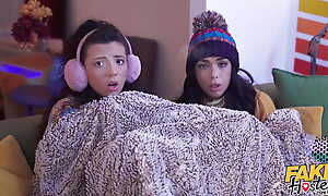 Fake Hostel - skinny teens in fond socks feel policemen with unmoved by cock in threesome