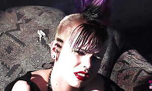 A Wild Punk Girl Rides a Tattooed Guys Big Cock in the air the Garage