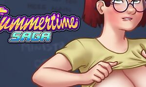 Summertime Caption - Innocent Busty redhead college student shows off the brush huge tits