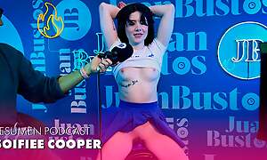 Soifiee Cooper, a nightfall darkness fancying threesomes, cums while telling the brush fantasies and Juan Bustos Podcast