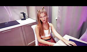 Distraction with teen: Girl, tutor and creampie