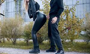 He cums in excess of my latex leggings in public! - clothedpleasures