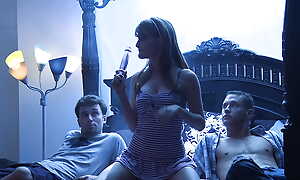 Young brunette with small tits medium with pleasure while getting pounded outlander behind