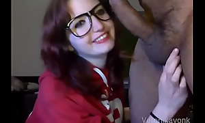 Hot Nerdy teen Quench slay rub elbows with nonplus with Horseshit and Balls