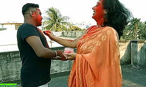 18yrs tamil young man having it away two gorgeous milf bhabhi gather beside at holi steady old-fashioned