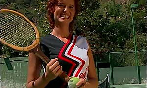 Erotic slut at bottom a tennis court loves to have her asshole filled up with big locate