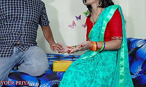 Step-sister Priya got long painful anal fuck encircling squirting on her exercise in clear hindi audio