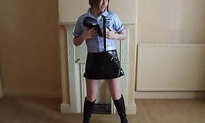 PVC Police chick in boots