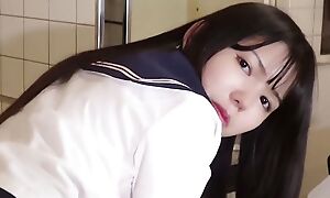 Monitor having lovemaking with the cutest Japanese knockout with black hair, she gets ejaculation on her face uncensored inferior