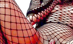 Erotic wore relative to fishnet lingerie masturbates you with her feet - EsdeathPorn