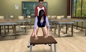 Hot 3D schoolgirl babe sucks cock and gets fucked