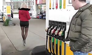 German blonde teen bitch discard close to at gas station and be crazy