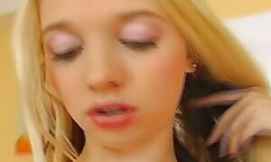 Sweet blonde teen from Germany setting up the brush tight burn out vacillate wet