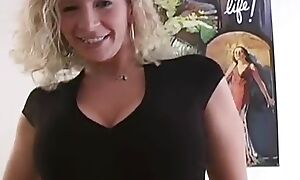 Sara busty cum slut jerks off cock