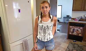 Naughty stepdaughter bribes stepdad for sex giving out