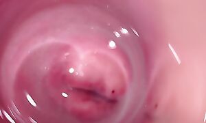 Camera deep inside Mia's profuse in pussy, teen Cervix close up