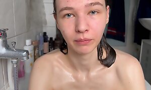 18yo very Skinny Teen Generalized not far from small tits and large Labia fucks herself till Squirting