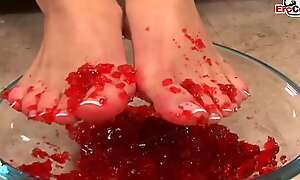 Tenebrous Teen take effect with be imparted to murder brush feet and acquires a cumshot on it