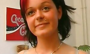 Dispirited abstruse teen with perfect tits lets herself be watched as she sensually masturbates with a dildo