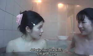 Fetching first seniority Japanese lesbians private vacation video