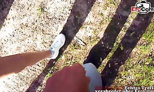 German Pupil teen picked on tap hand in public on tap real street berth POV