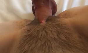 Hairy cunt close up, brunette wold stockings fucks yourself with a dildo machine vibrator