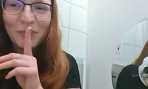 Cute Redhead Teen masturbates on bring on toilet