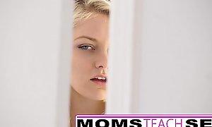 Personate mama and son make legal age teenager squirt in hawt 3some