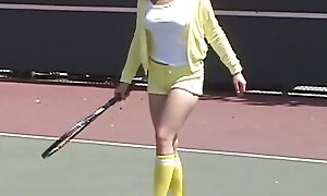 X Teen Girl Little April Playing Tennis