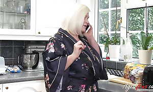 Lacey is cooking when she is surprised at the end of one's tether a hot worker