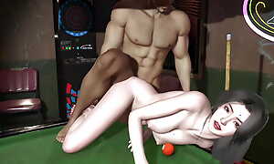 Mad about a sexy hottie on a pool table.