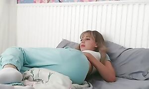 Stepbrother treacherously films his keep alive masturbating in her room!