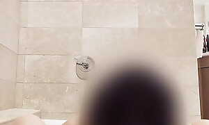 Korean collge girl shower her private area in put emphasize bath