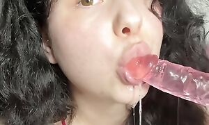 barely in force VIRGIN TEEN - SLOPPY BLOWJOB (dripping wet)