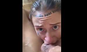 Pit-a-pat second-rate muddied gagging and deepthroat blowjob
