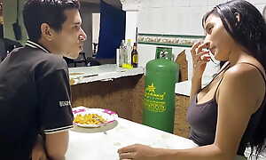 My stepbrother is smoking and I invite him to eat impediment he ends up eating my pussy and the milk from my tits